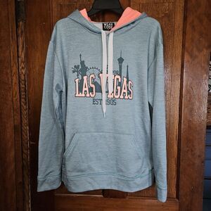 LAS VEGAS Nevada Est. 1905 Blue Green Coral Hoodie Size Large Casual Travel
